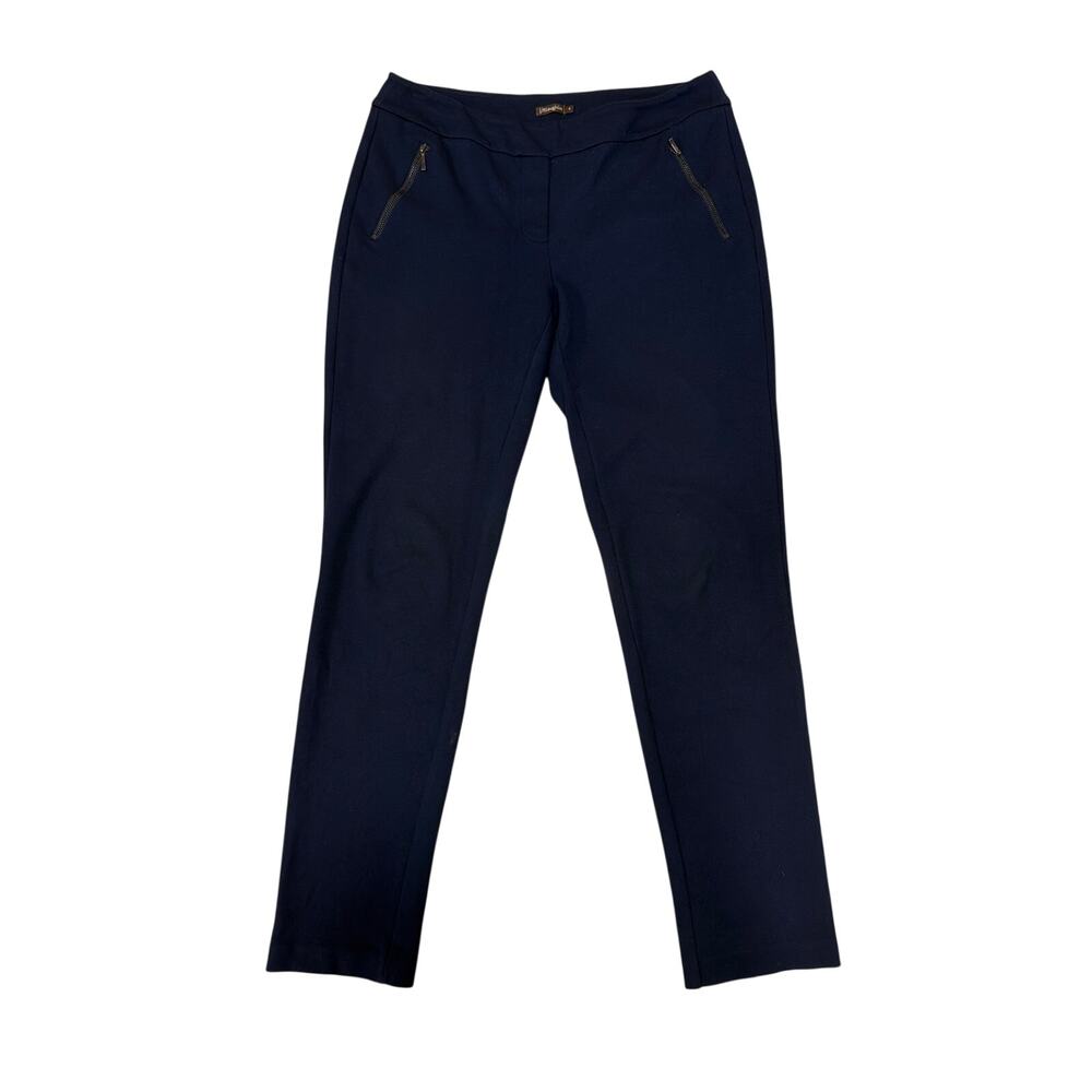 J. McLaughlin Navy Pants Women's Sz 4 Ankle Slim Pocket Travel GUC Pull On